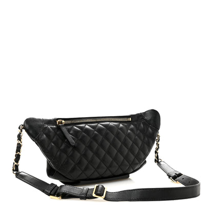 Chanel Lambskin Quilted Waist Bag Fanny Pack Black 3 of 14