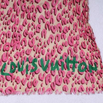 Louis Vuitton Cotton Leopard Pareo Blanc Corail 5 of 7