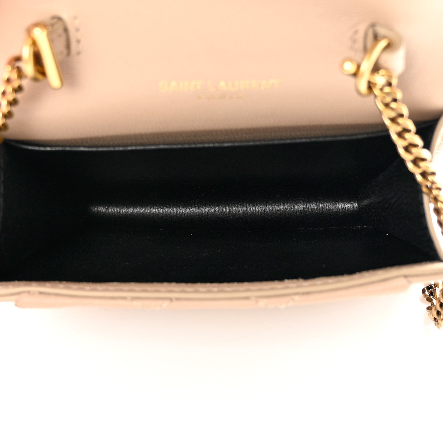 Saint Laurent Lambskin Quilted Monogram Micro Gaby Crossbody Bag Beige 5 of 18
