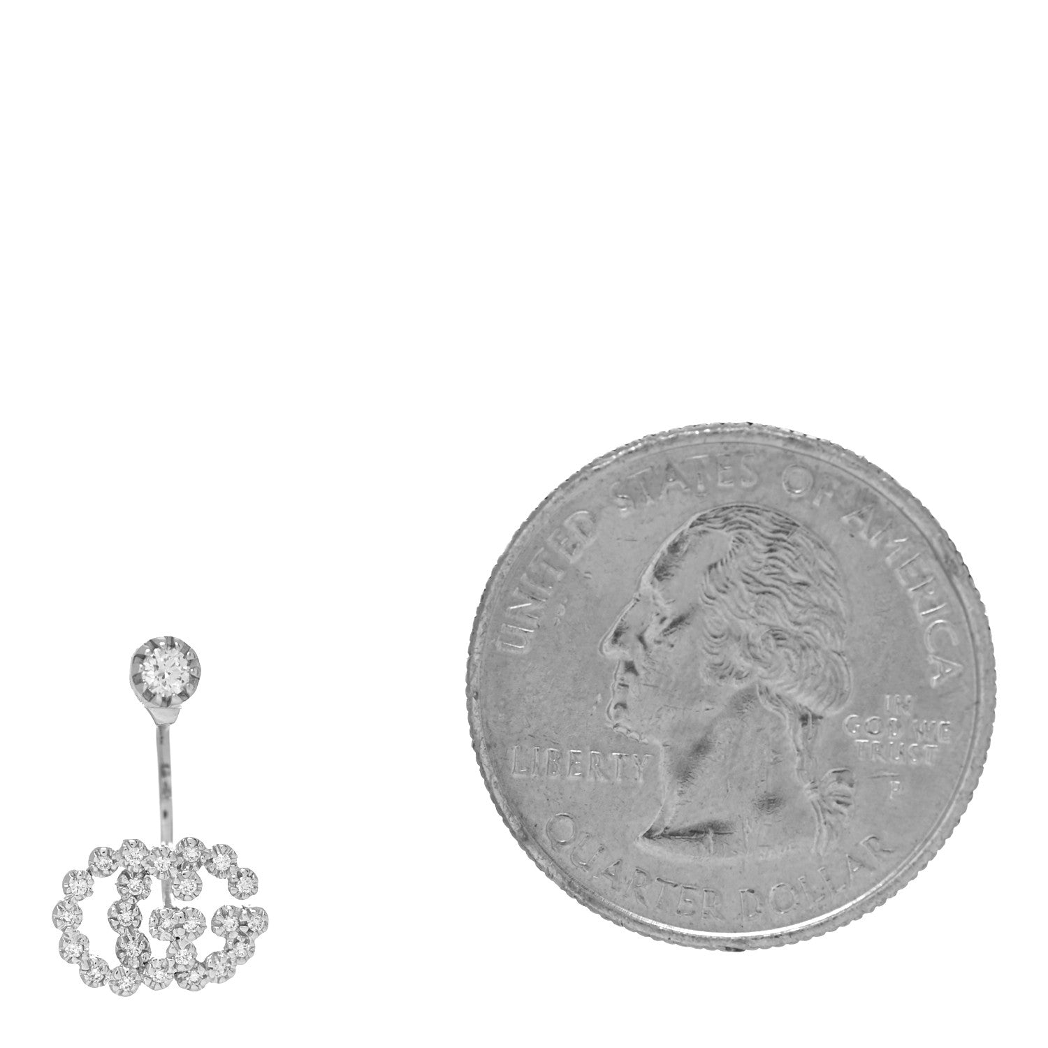Gucci 18K White Gold Diamond Running G Single Earring 2 of 5
