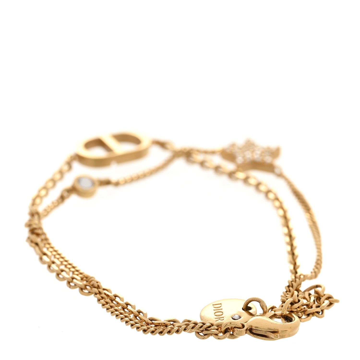 Christian Dior Metal Crystal CD Star Bracelet Gold 3 of 5