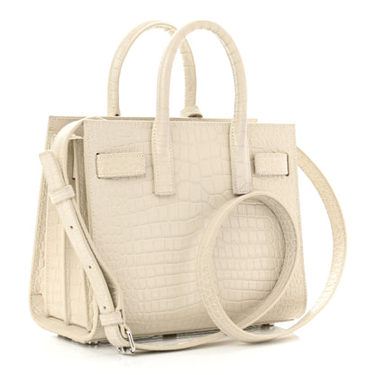Saint Laurent Calfskin Crocodile Embossed Nano Sac De Jour Crema Soft 2 of 9