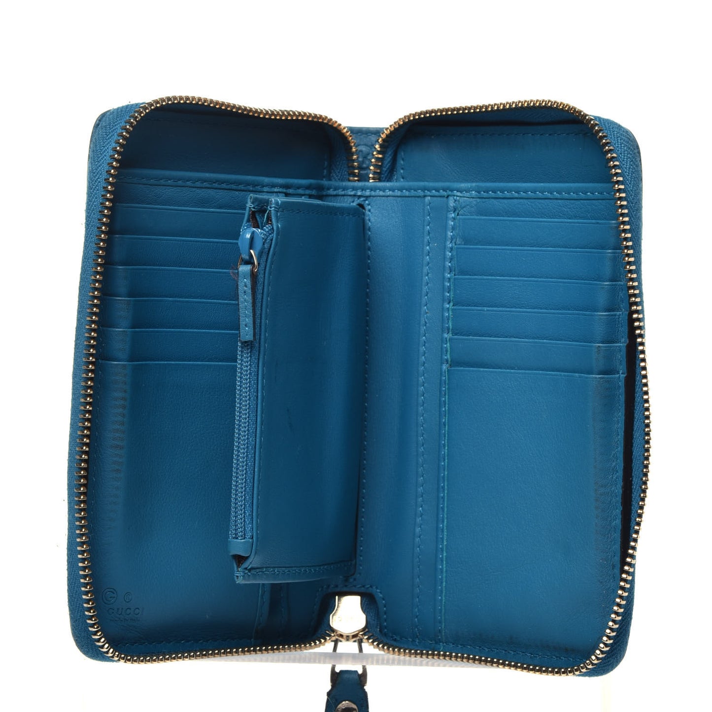 Microguccissima Zip Around Organizer Wallet Deep Cobalt