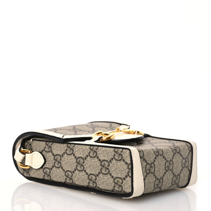 Gucci GG Supreme Monogram Azalea Calfskin Mini Horsebit 1955 Crossbody Bag Beige Ebony Mystic White 4 of 15