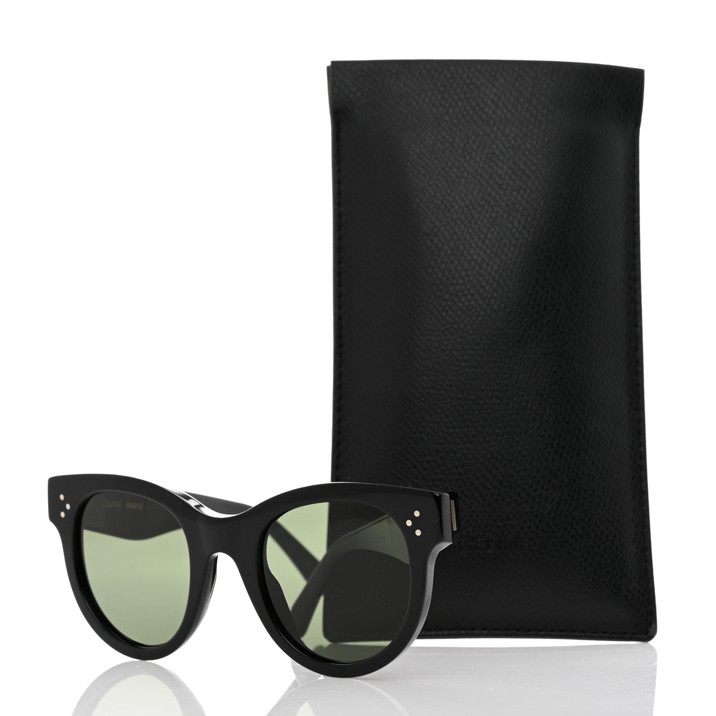 Acetate Studded Mineral Round Sunglasses CL40031N Black
