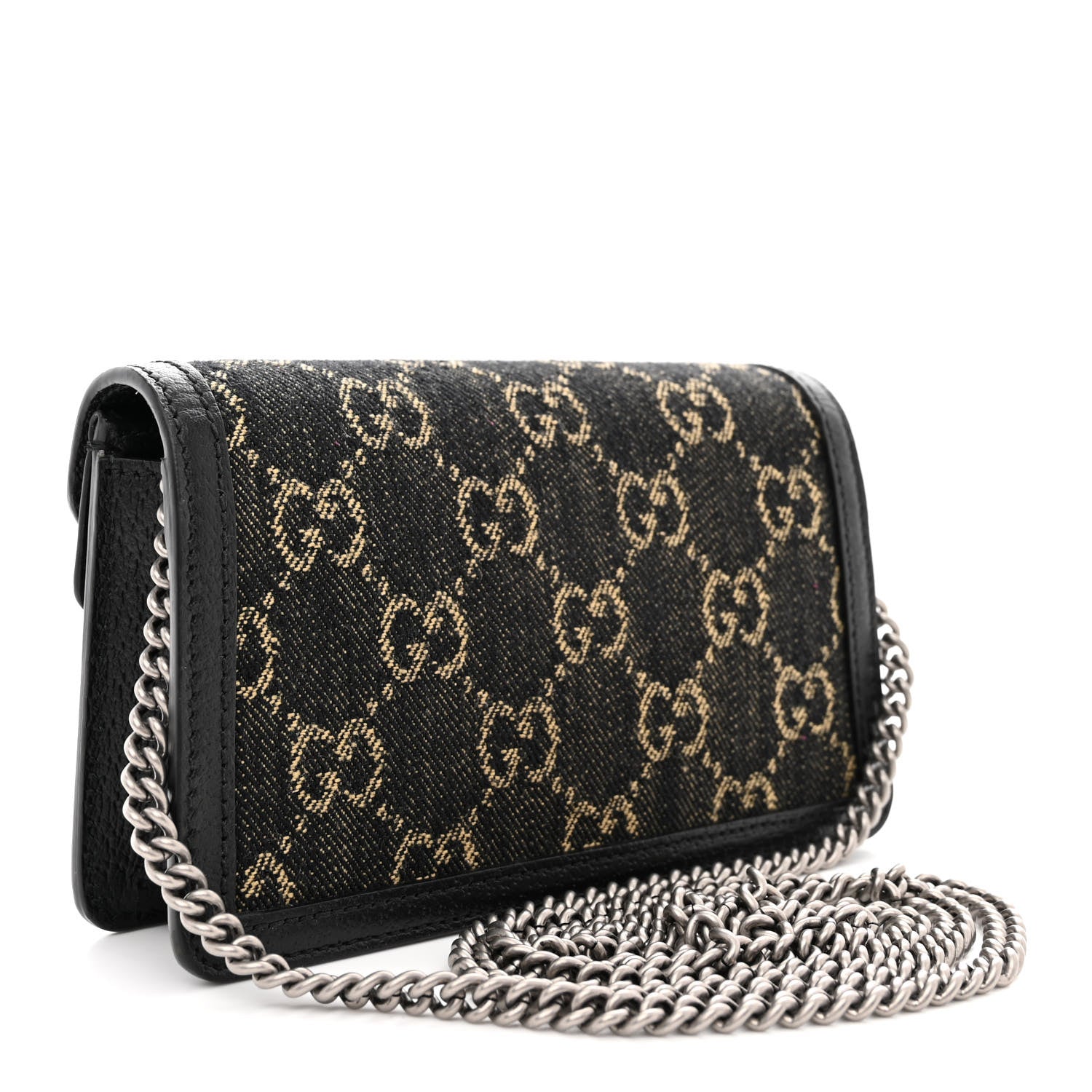 Gucci Jacquard Black Denim GG Monogram Super Mini Dionysus Shoulder Bag Black Ivory 3 of 9