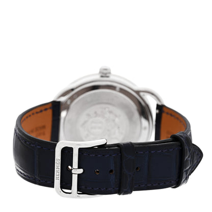 Hermes Stainless Steel Alligator 40mm Arceau Quartz Watch Bleu Abysse 3 of 5
