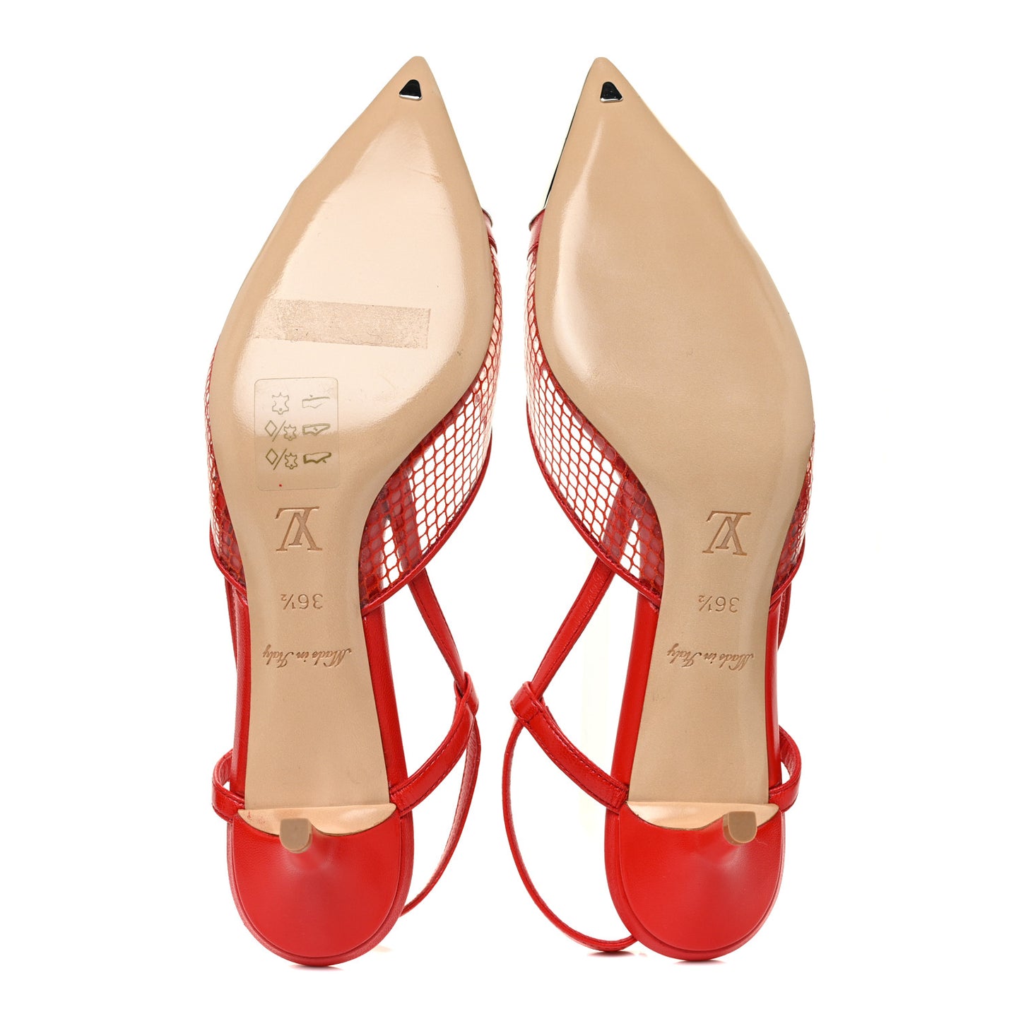 Calfskin Mesh PVC Urban Twist Slingback Mules 36.5 Red