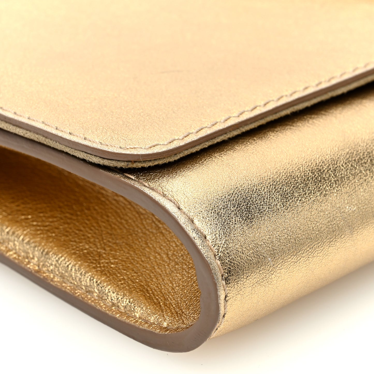 Metallic Calfskin Louise Clutch Gold