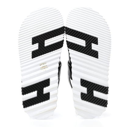 Hermes Calfskin Goatskin Mens Electric Sandals 44 Black White 5 of 8