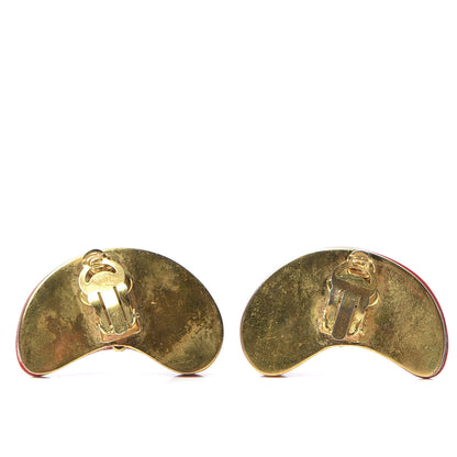 Chanel Resin CC Oval Earrings Red Gold Red 3 of 5