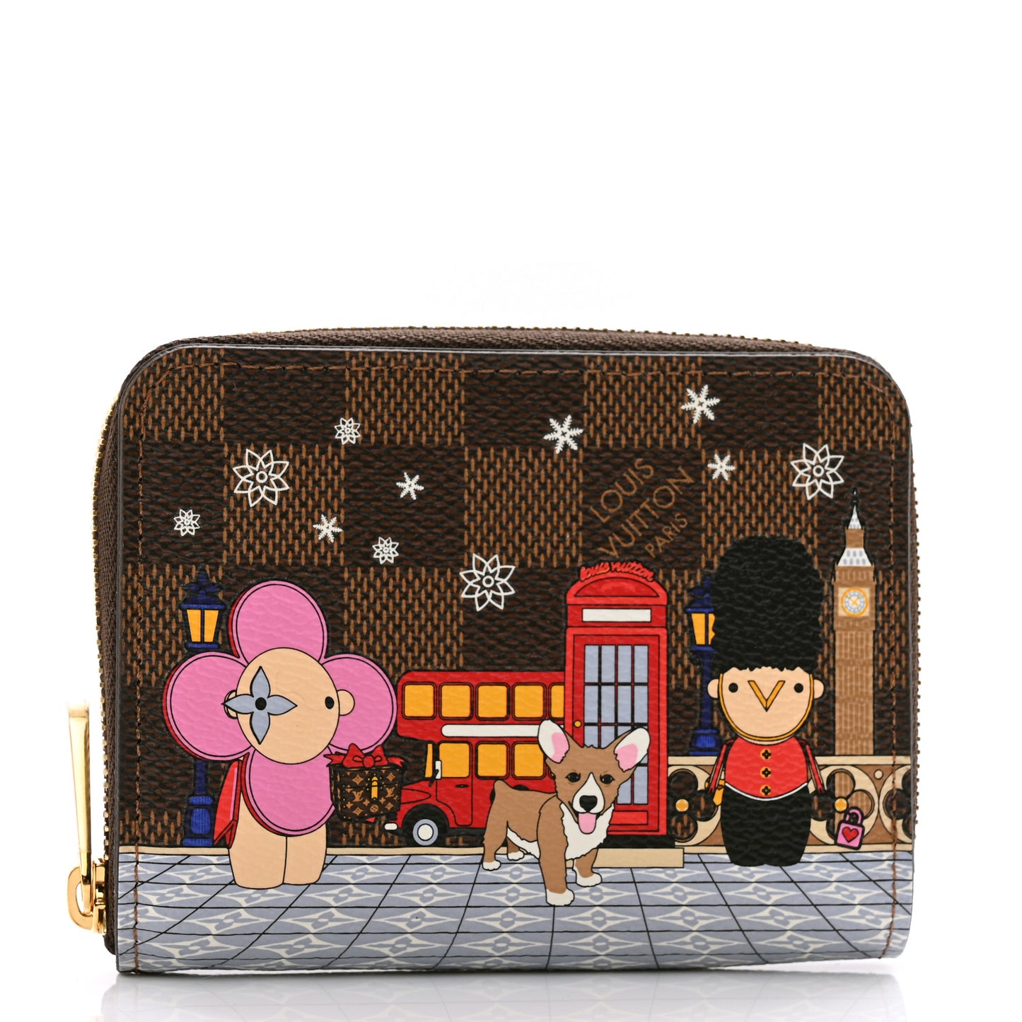 Damier Ebene 2021 Christmas Animation London Zippy Coin Purse Red