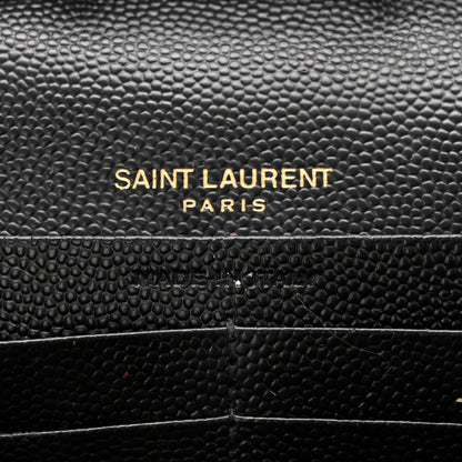 Saint Laurent Grain De Poudre Mixed Matelasse Triquilt Monogram Chain Wallet Black 6 of 10