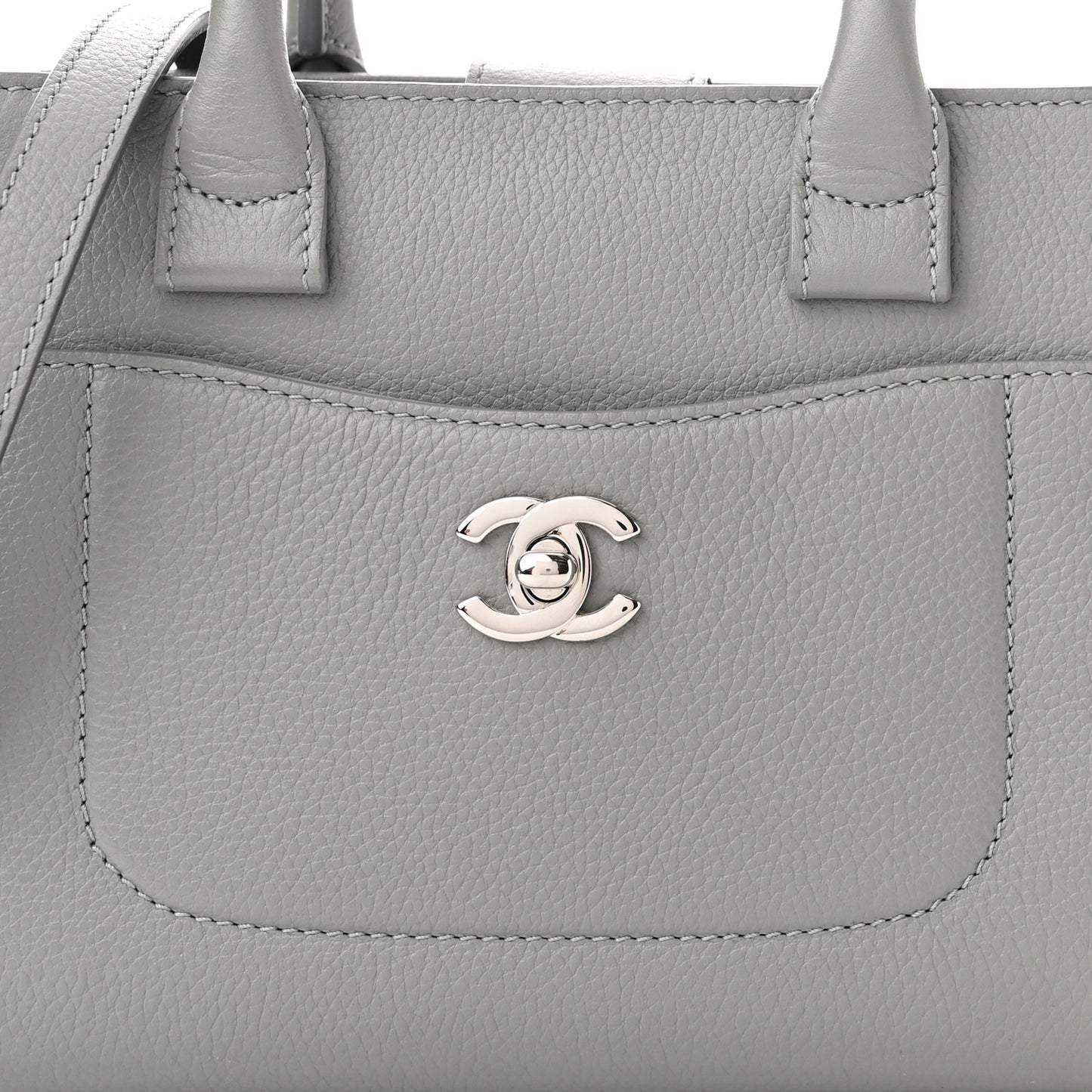 Grained Calfskin Mini Neo Executive Shopper Tote Grey