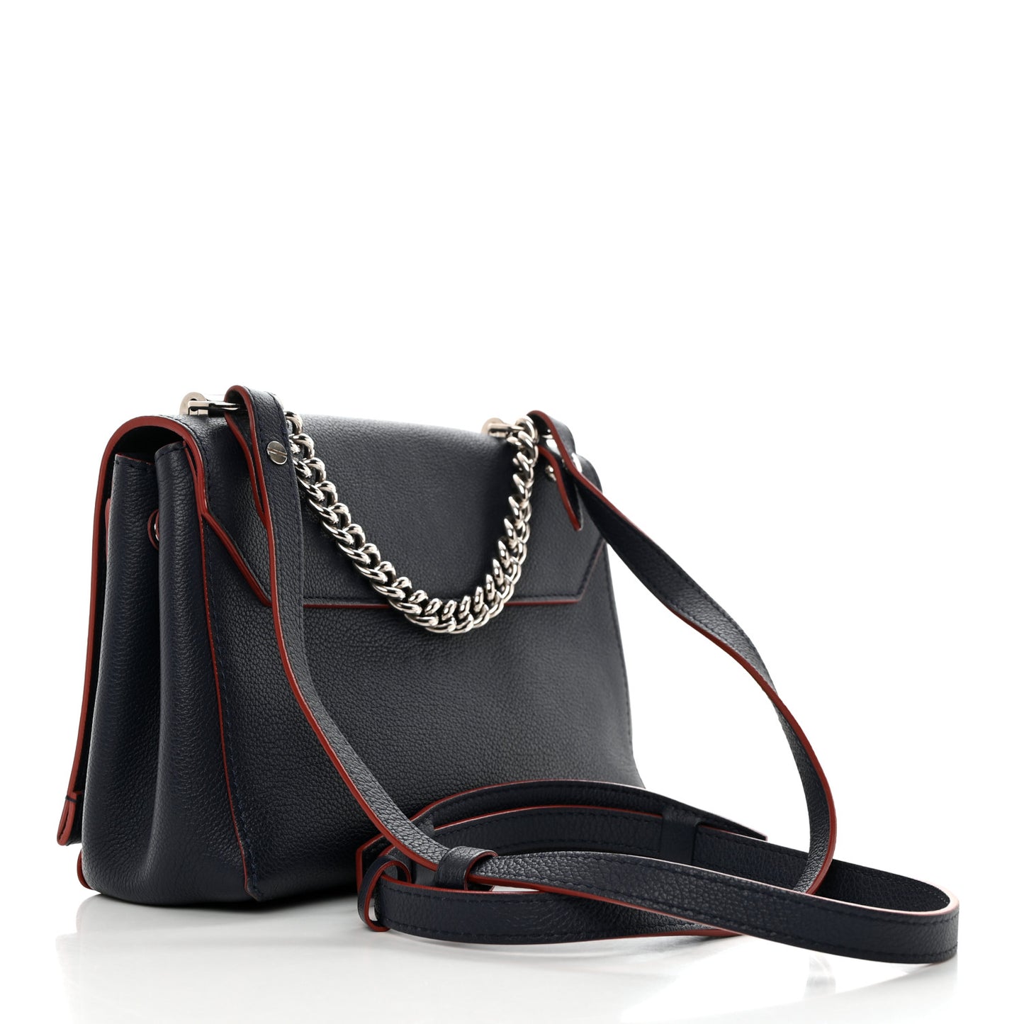 Calfskin Lockme II Chain Bag BB Marine Rouge