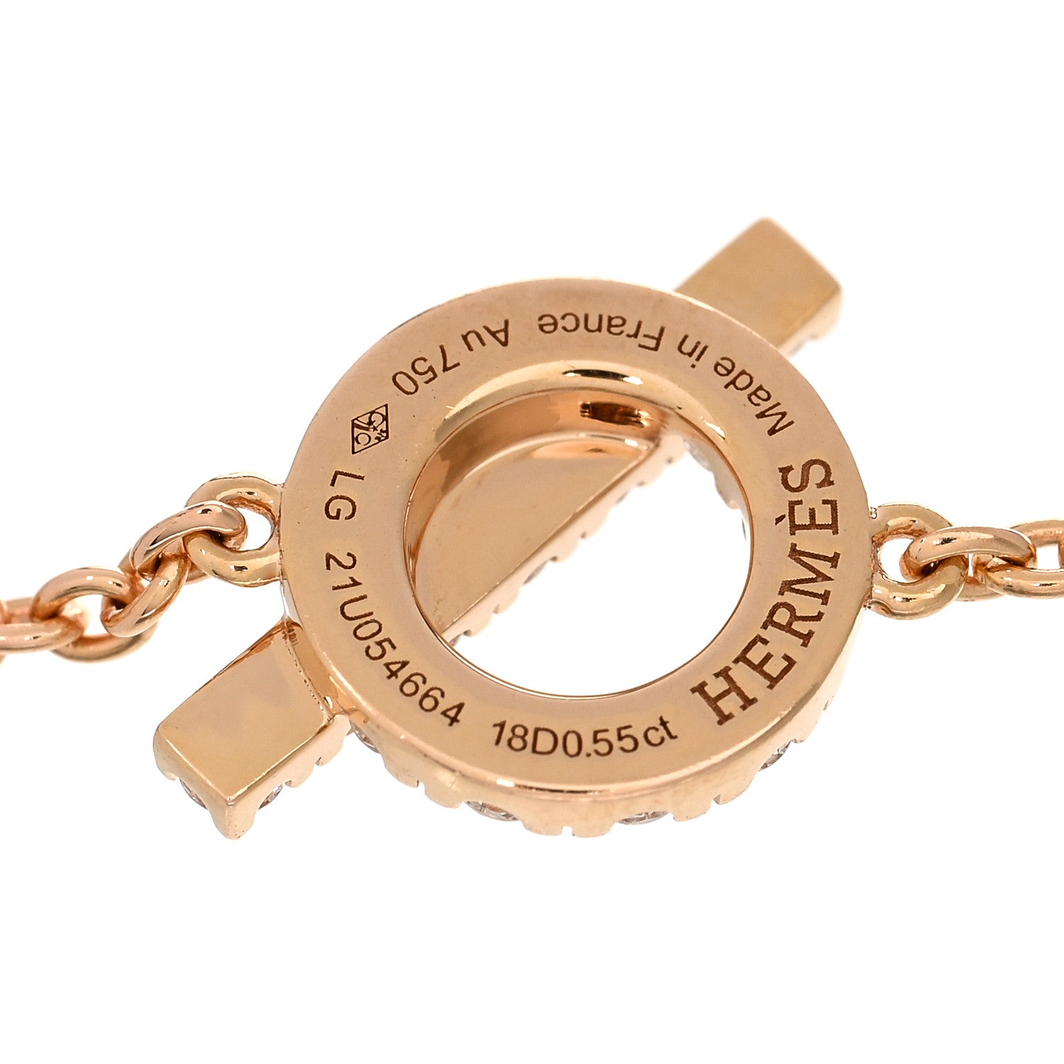 Hermes 18K Rose Gold Diamond Finesse Bracelet LG 3 of 3