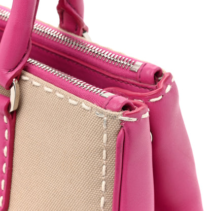Prada Canvas City Calf Stitched Galleria Double Zip Tote Corda Peonia 12 of 17
