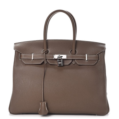Hermes Taurillon Clemence Birkin 35 Etoupe 1 of 36
