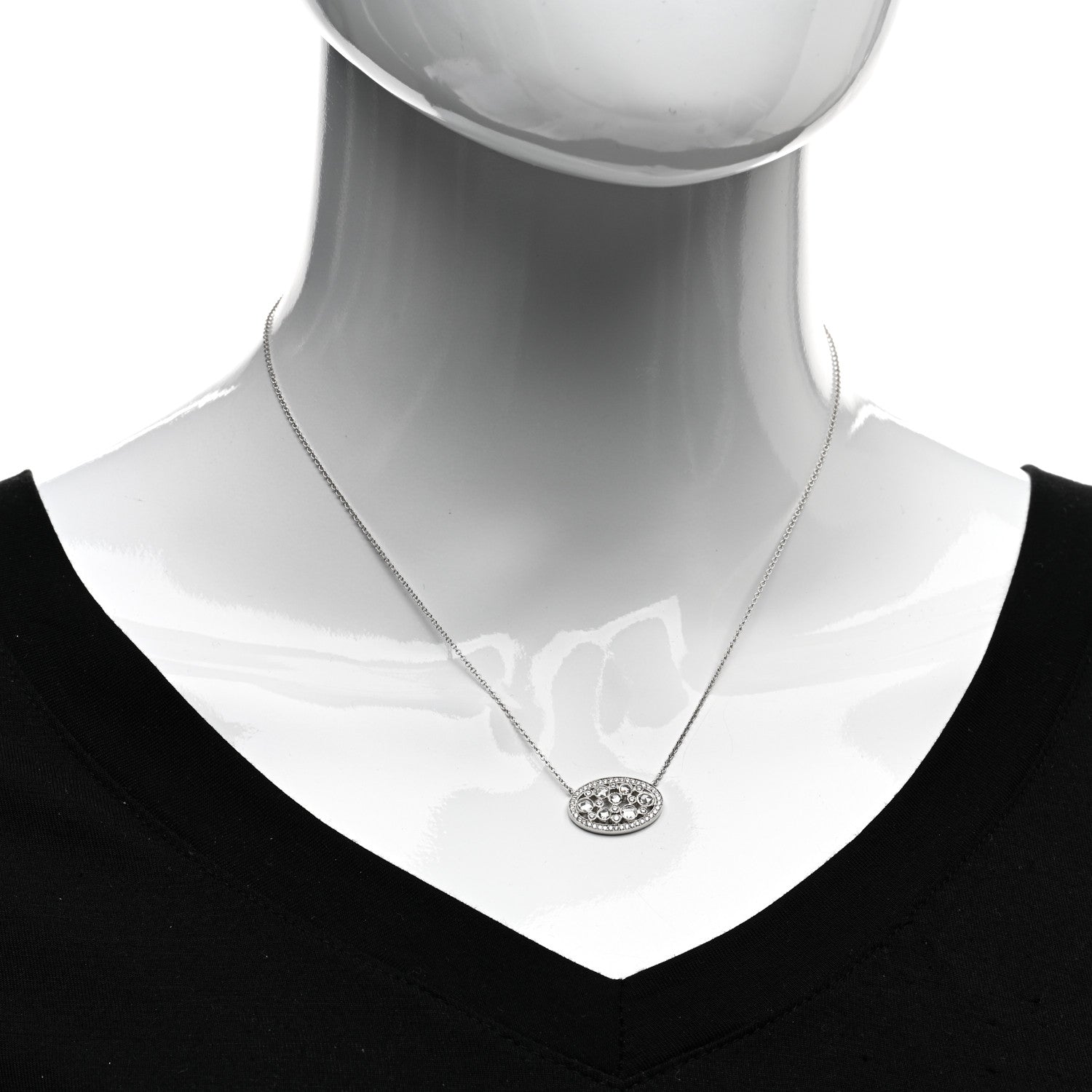 Tiffany Platinum Diamond Cobblestone Oval Pendant Necklace 2 of 4