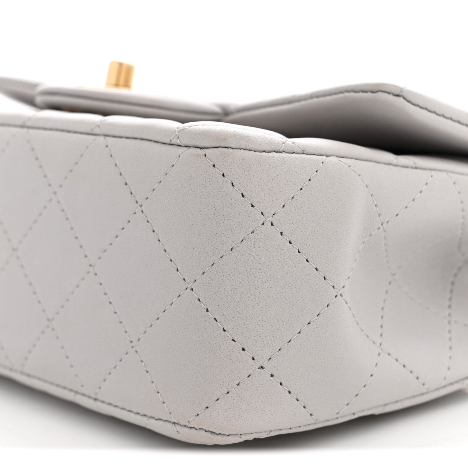 Chanel Lambskin Quilted Mini Top Handle Rectangular Flap Grey 9 of 10
