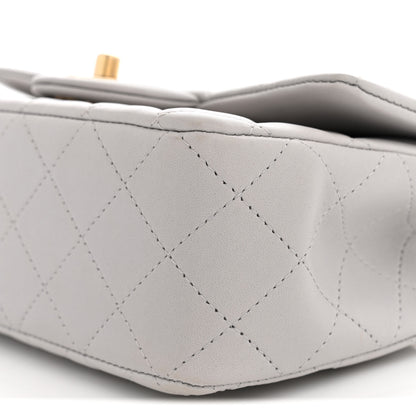 Chanel Lambskin Quilted Mini Top Handle Rectangular Flap Grey 9 of 10