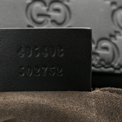 Gucci Guccissima Signature Medium Flat Messenger Bag Black 7 of 10