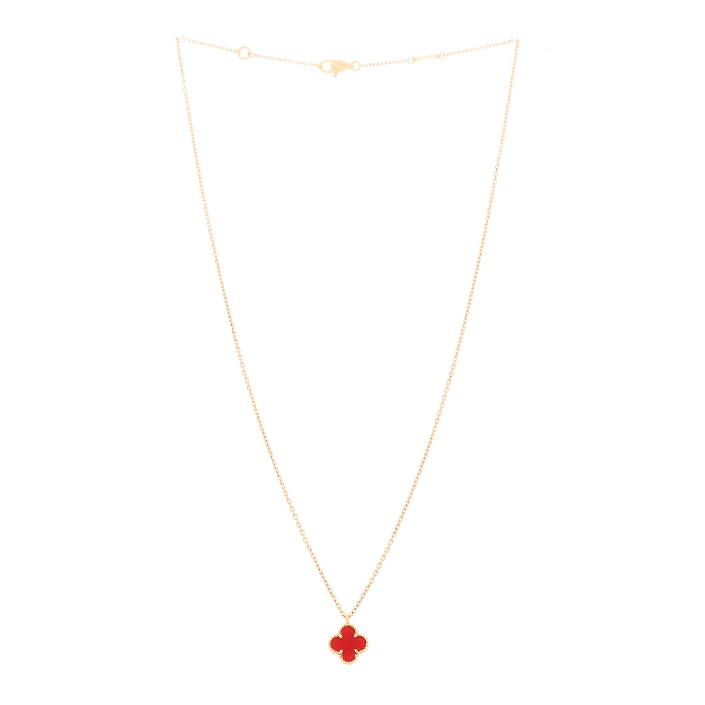 18k Rose Gold Carnelian Sweet Alhambra Heart Pendant Necklace