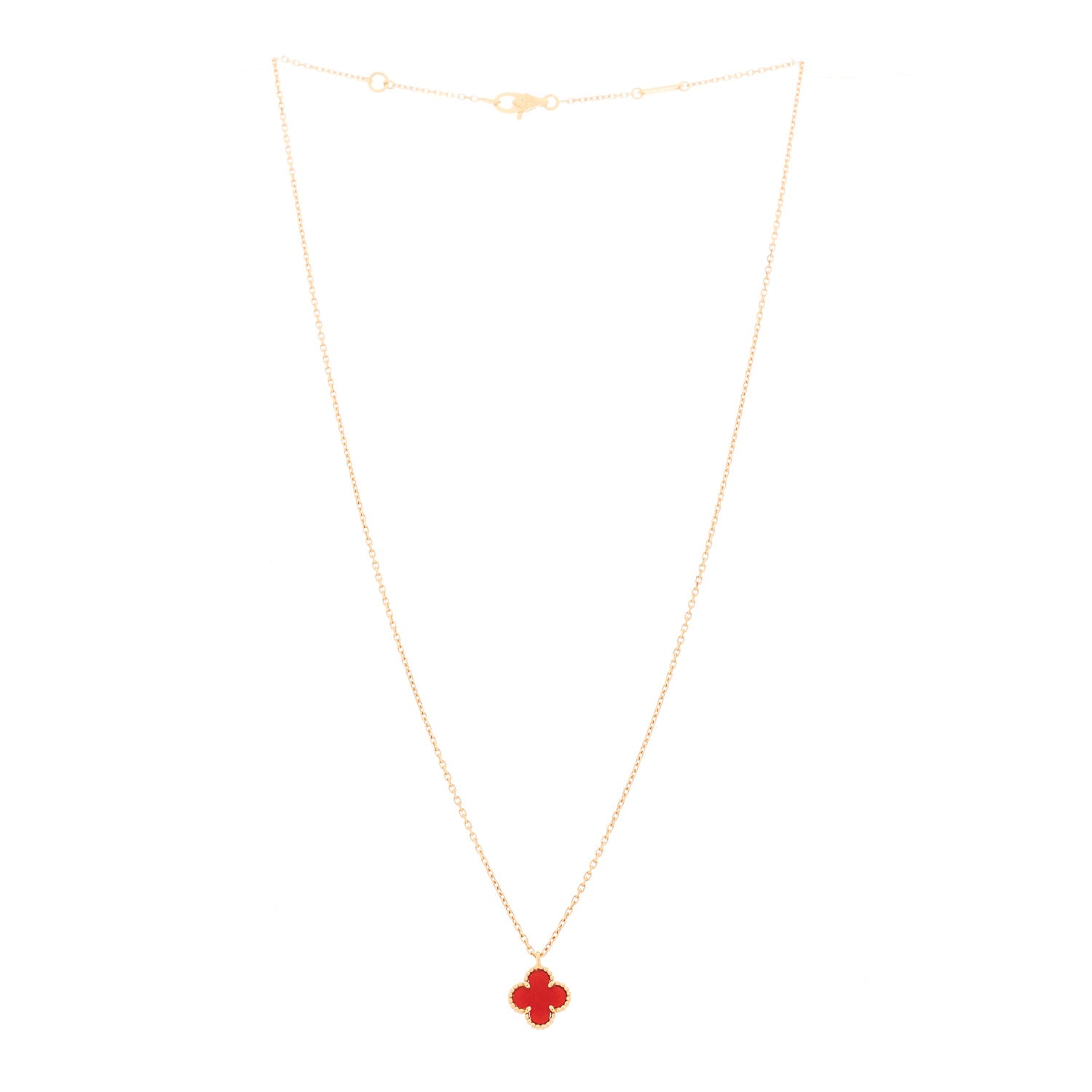 Van Cleef & Arpels 18k Rose Gold Carnelian Sweet Alhambra Heart Pendant Necklace 3 of 6