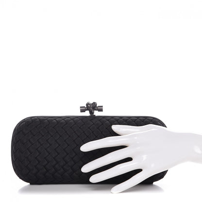 Bottega Veneta Satin Intreccio Impero Stretch Knot Clutch Black 2 of 8