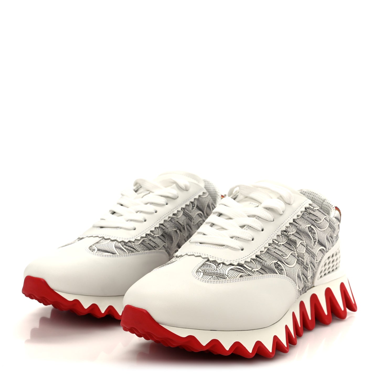 Calfskin Rubber Neoprene Nappa Logo Mens Loubishark Sneakers 42 White Multicolor