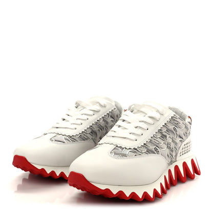 Christian Louboutin Calfskin Rubber Neoprene Nappa Logo Mens Loubishark Sneakers 42 White Multicolor 4 of 11