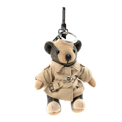 Burberry Cashmere House Check Thomas Bear Trench Coat Bag Charm Camel 1 of 4