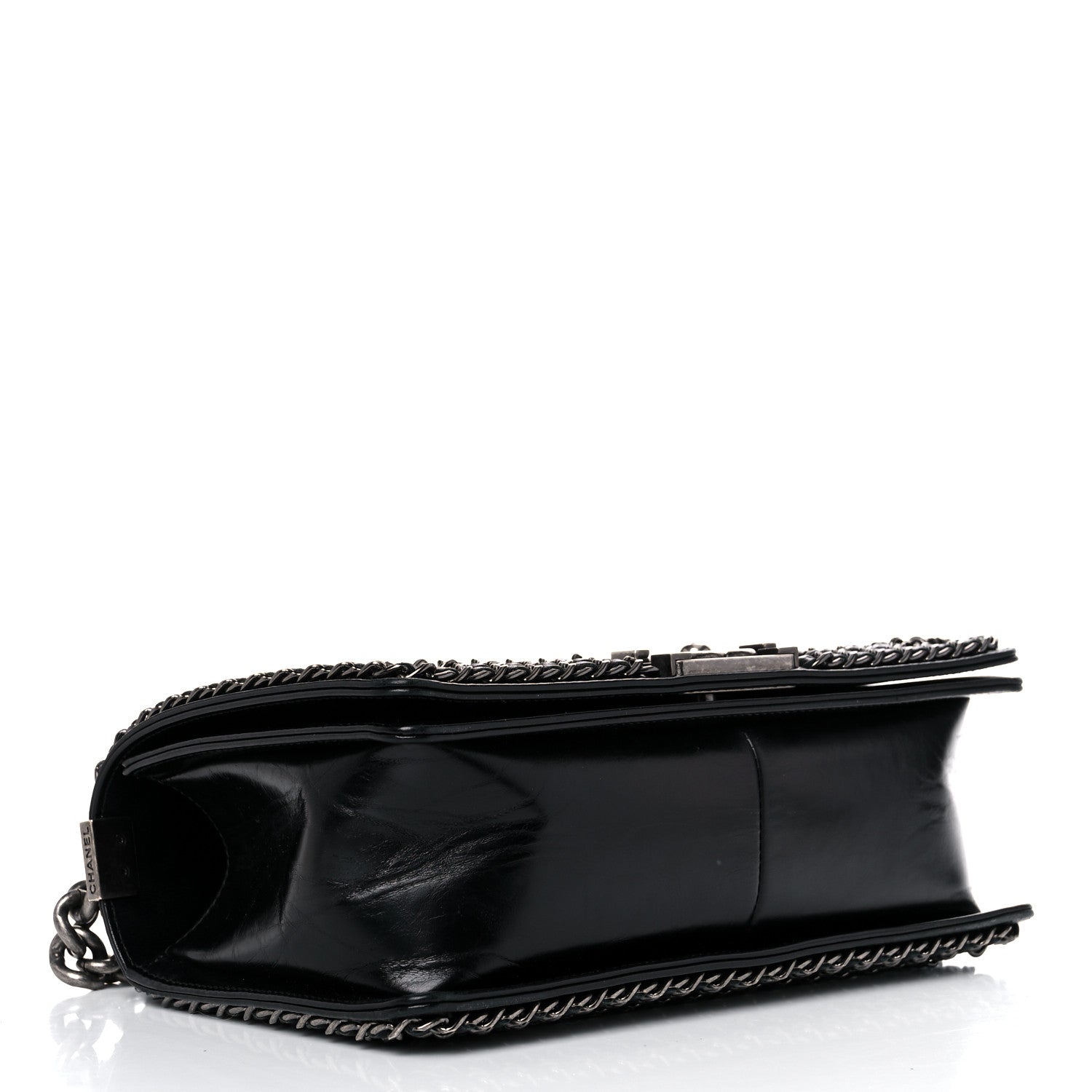 Chanel Glazed Calfskin Quilted Medium Boy Chained Flap Black 4 of 18