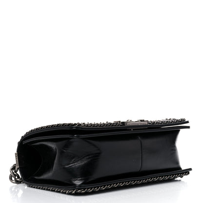 Chanel Glazed Calfskin Quilted Medium Boy Chained Flap Black 4 of 18
