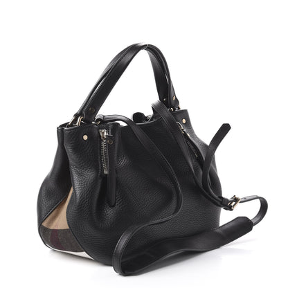 Burberry Grainy Calfskin House Check Small Maidstone Black 2 of 11