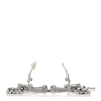 Chanel Crystal CC Crown Chandelier Drop Clip On Earrings Silver 3 of 5