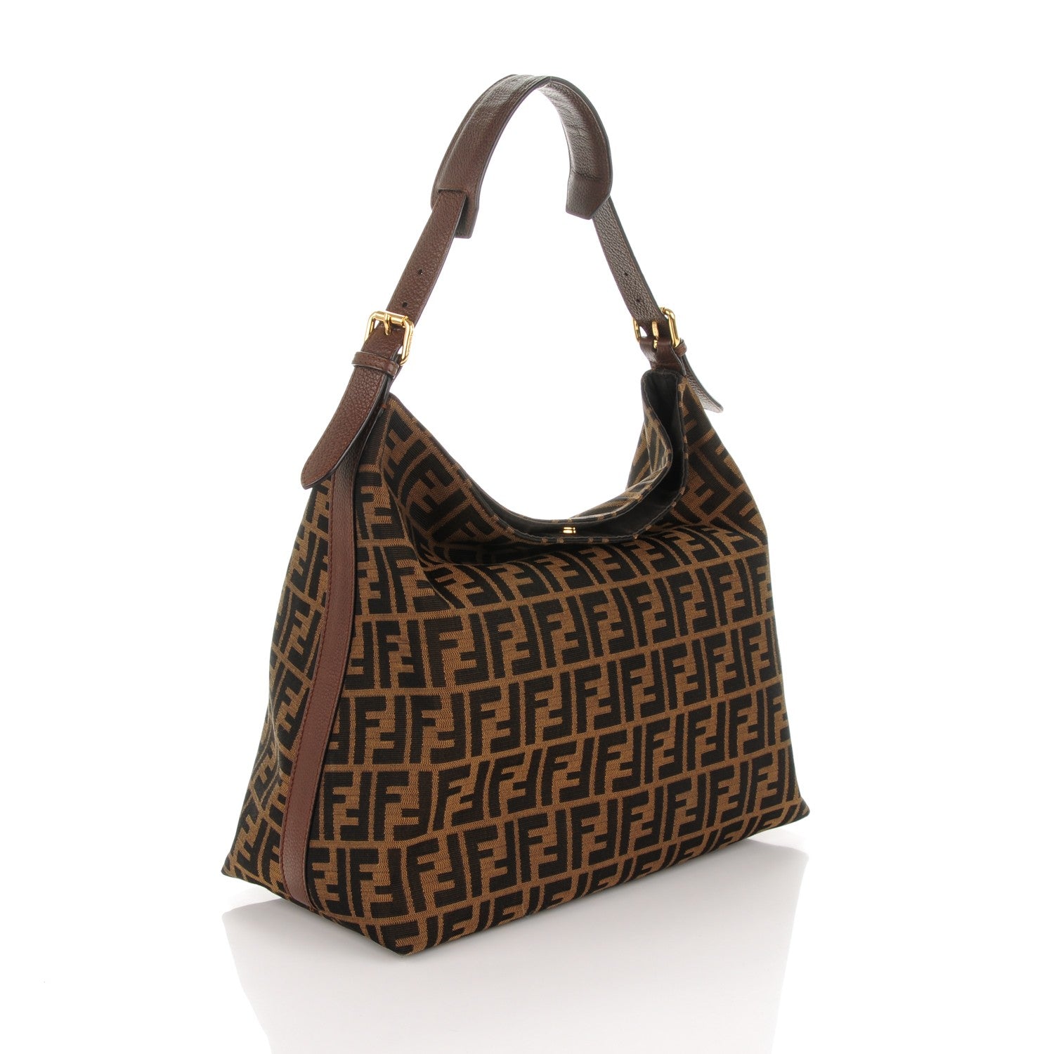 Fendi Zucca Vitello Artic Large Hobo Tobacco Castagna 3 of 7