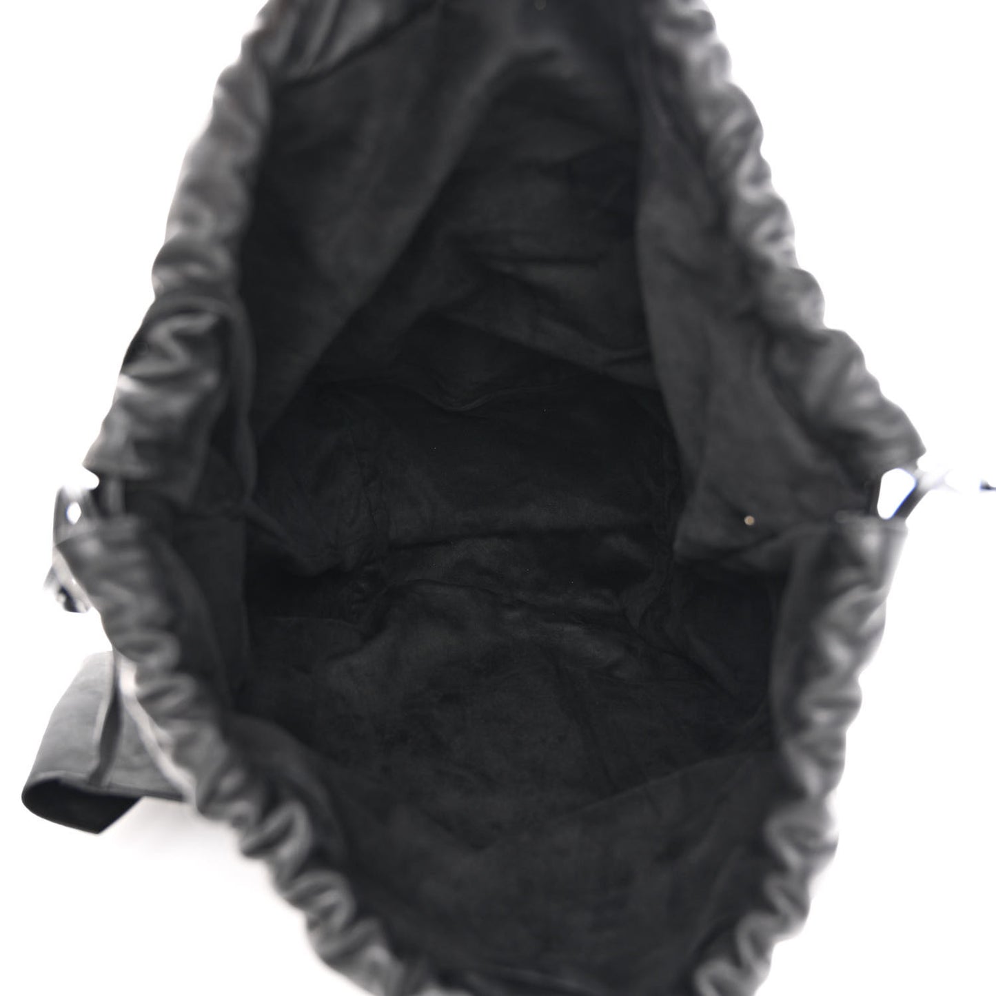 Canvas Calfskin Teddy Drawstring Shopping Tote White Black