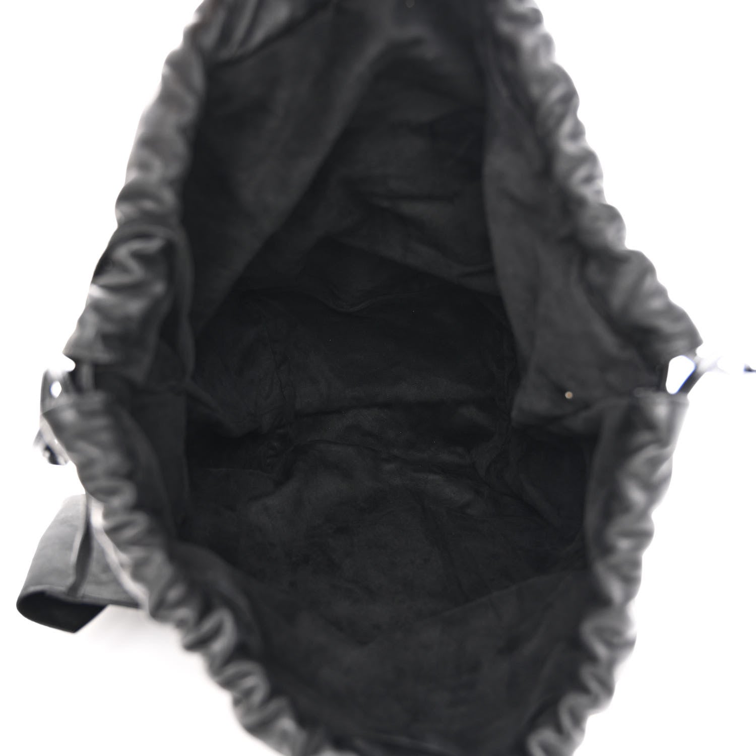 Saint Laurent Canvas Calfskin Teddy Drawstring Shopping Tote White Black 7 of 13