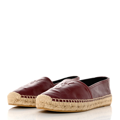 Saint Laurent Lambskin Monogram Espadrilles 36.5 Maroon 3 of 10