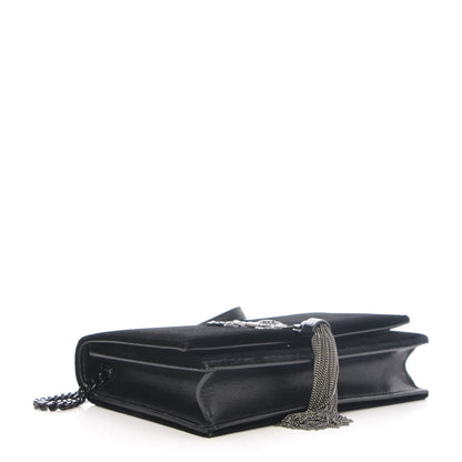 Saint Laurent Velvet Crystal Monogram Kate Tassel Chain Wallet Black 4 of 6