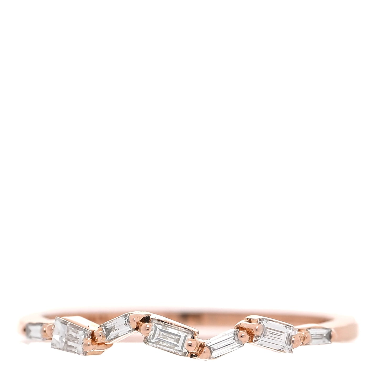 18K Rose Gold Diamond Thin Classic Baguette Ring 52 6