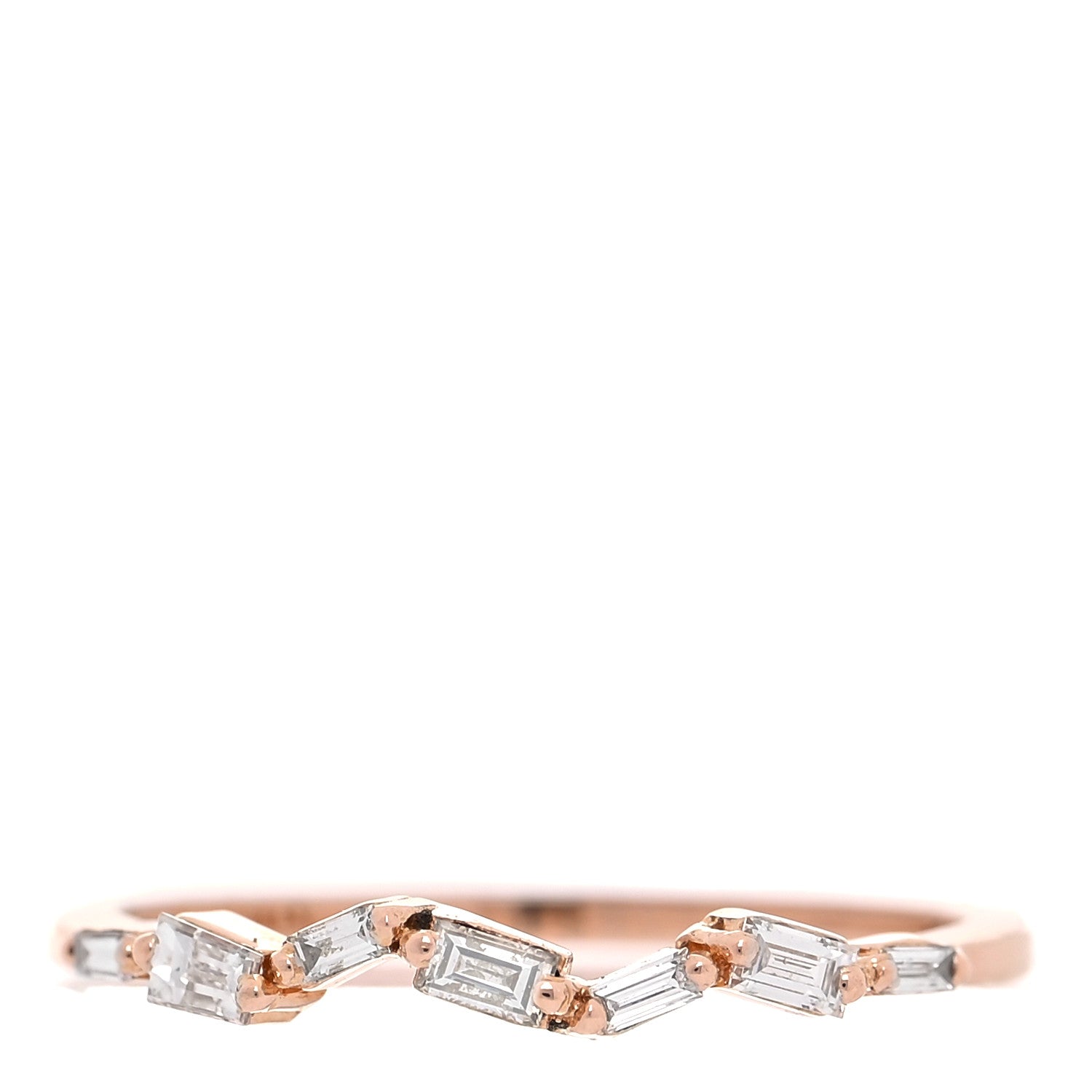 Suzanne Kalan 18K Rose Gold Diamond Thin Classic Baguette Ring 52 6 2 of 12
