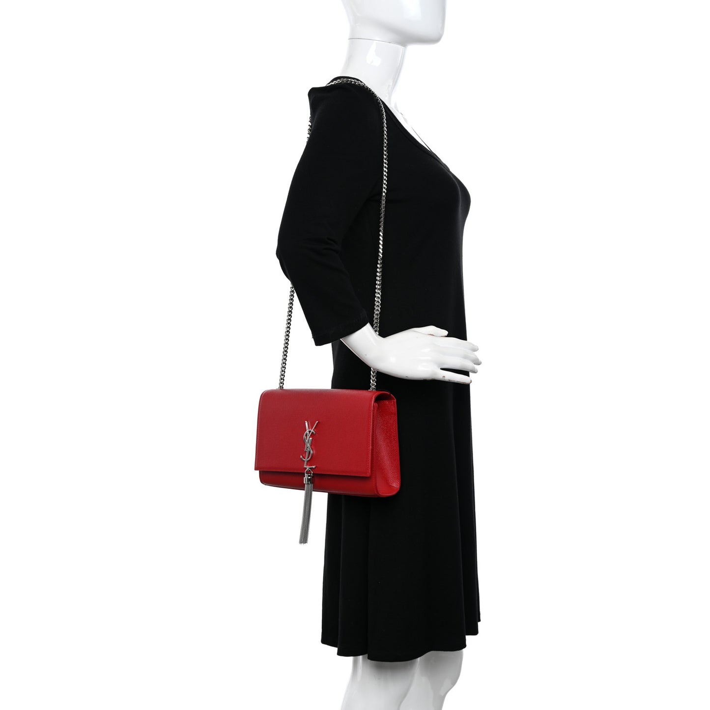 Grain De Poudre Medium Classic Monogram Kate Tassel Satchel Rouge Eros