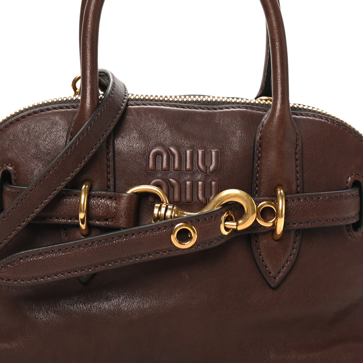 Miu Miu Nappa Aviator Small Aventure Bag  Briarwood 6 of 8