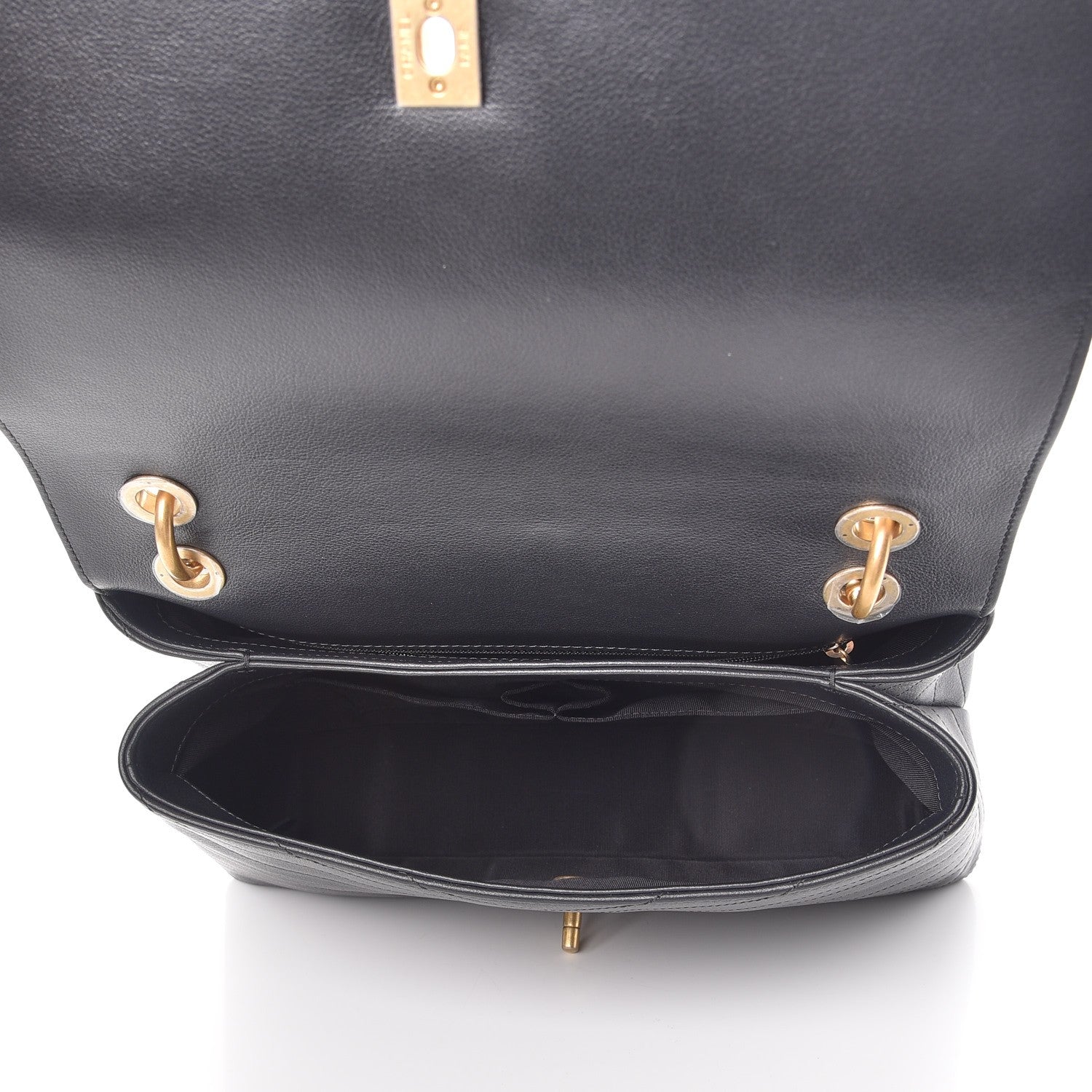 Chanel Grained Calfskin Elaphe Stitched Medium Chevron Chic Top Handle Flap Black 5 of 8