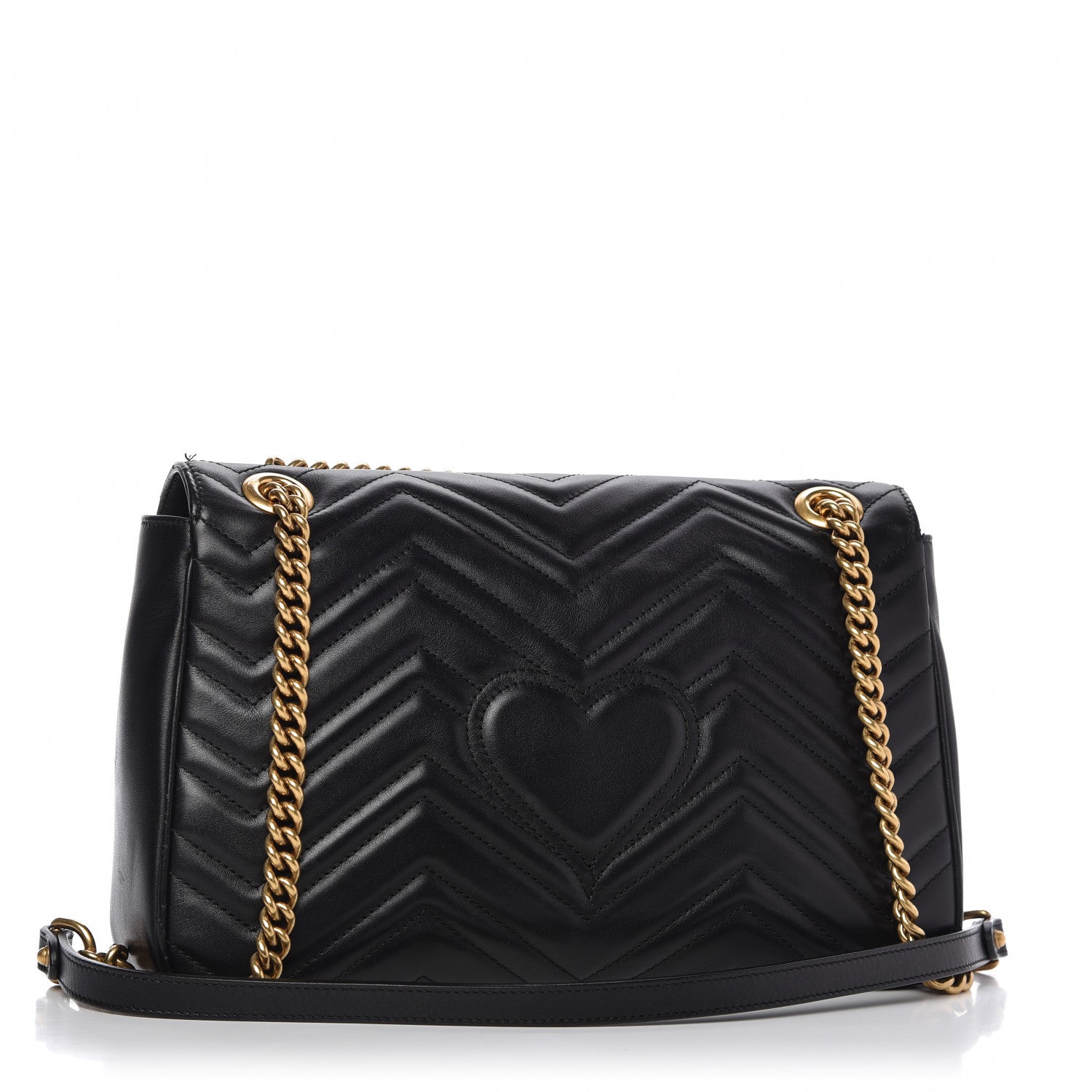 Gucci Calfskin Matelasse Medium GG Marmont Shoulder Bag Black 3 of 10