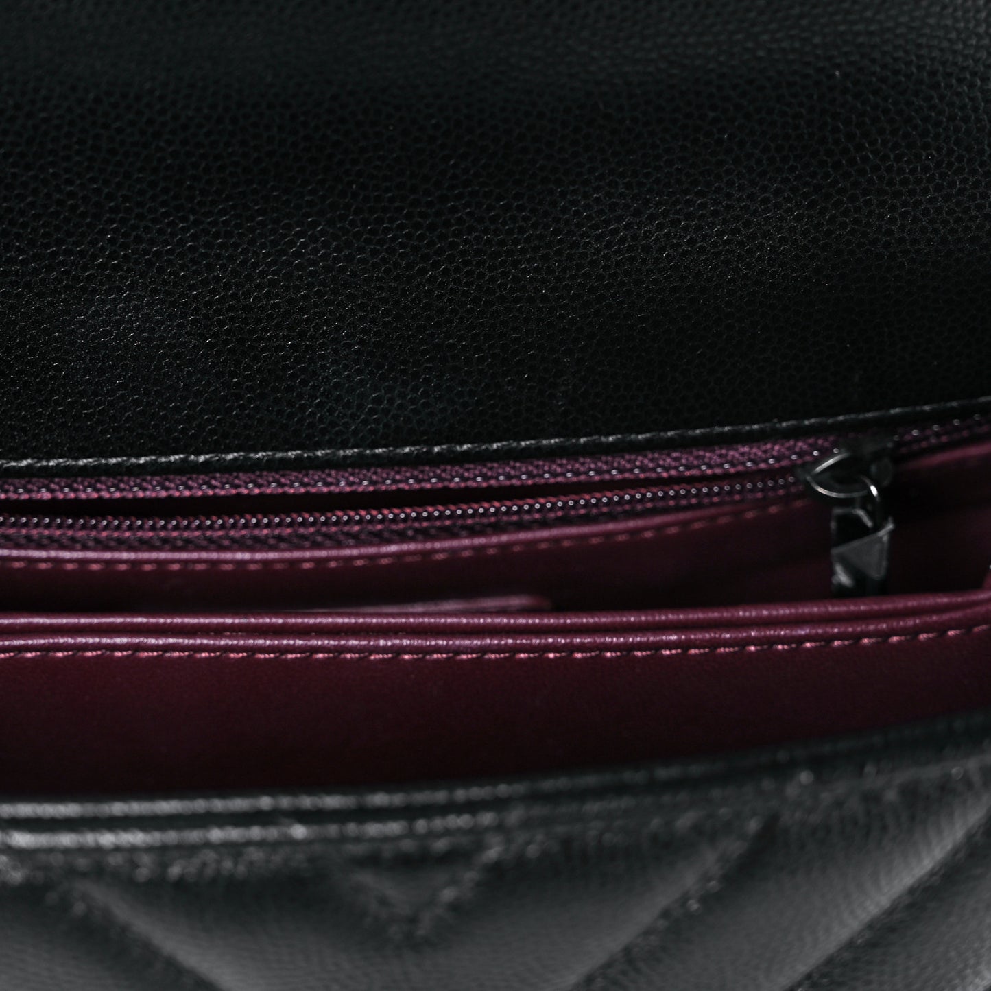 Caviar Chevron Quilted Mini Coco Handle Flap So Black