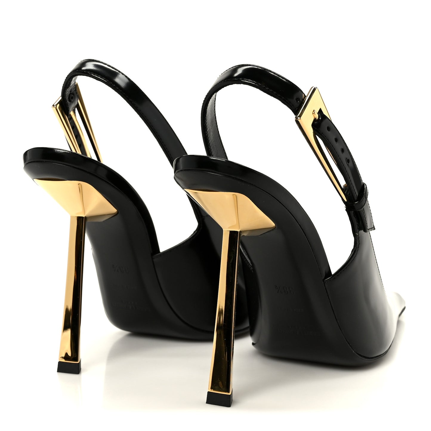 Glazed Calfskin Lee Slingback Pumps 38.5 Black