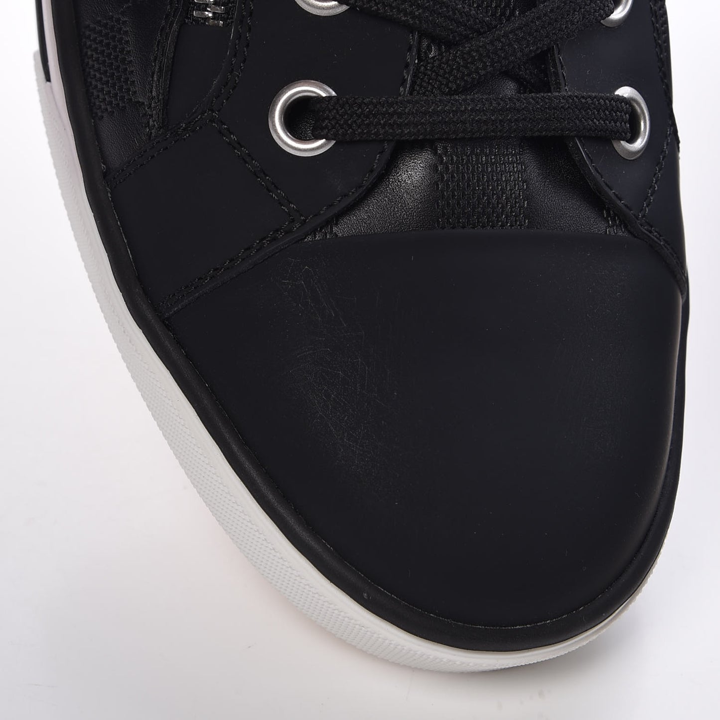 Calfskin Suede Damier Infini Aventure Zip Up Sneakers 9.5 Onyx
